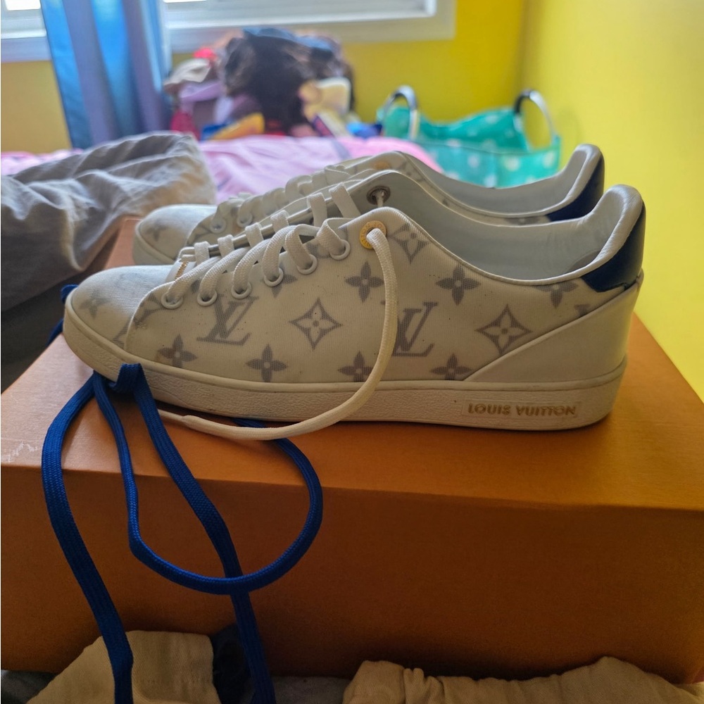 Louis Vuitton Monogram White and Gray Sneakers - Picture 1 of 5